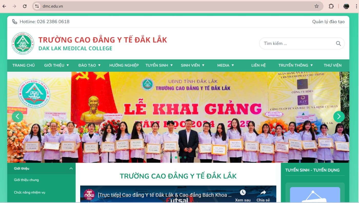 Website Trường Cao đẳng Y tế Đắk Lắk